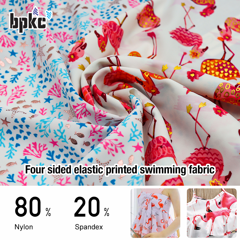 4- way elastic nylon spandex printed knitted fabric